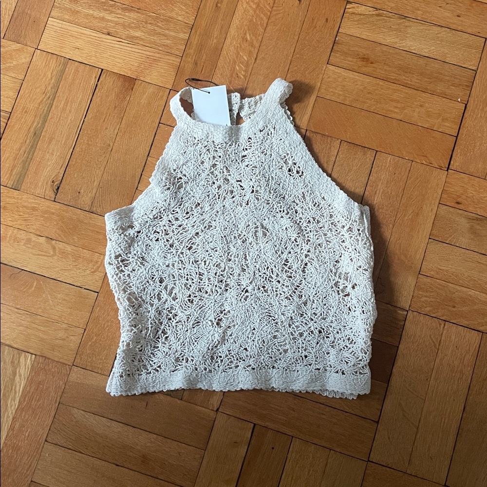 Zara Cream Crochet Sleeveless Top